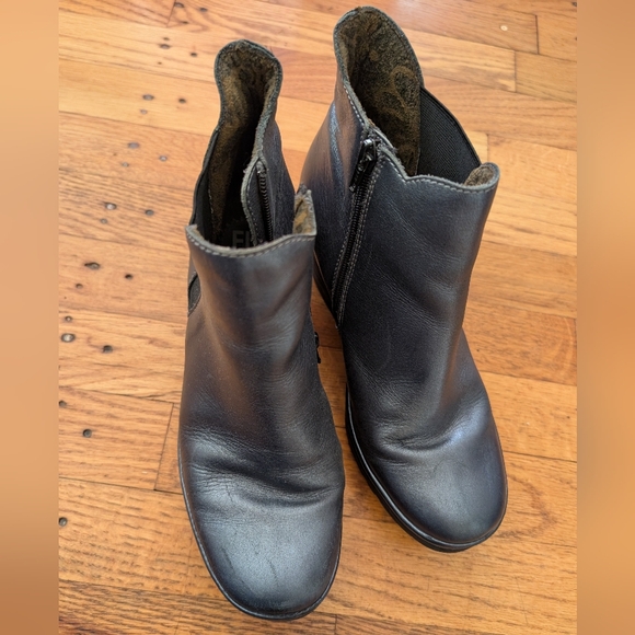 Fly London Silvery Blue Leather Ankle Wedge Boots - Picture 8 of 9